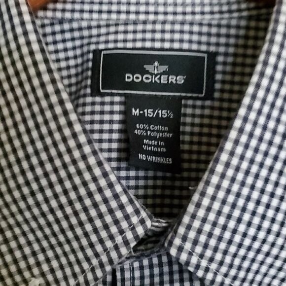 Dockers Logo Casual Button Down Blue & White Striped Short Sleeve Sz M Shirt - Picture 4 of 9